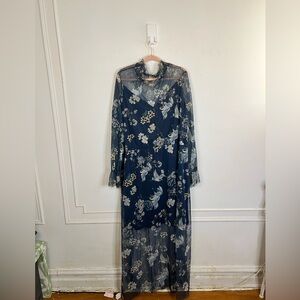 ASOS Curve Women’s Floral Print Midi Long Sleeve Smocked Dress in size 24